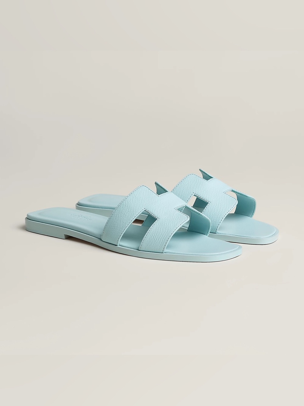 Hermes Pastel Blue Oran Slide Sandals